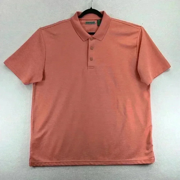Cubavera Men’s Polo Shirt XXL Peach 100% Polyester Textured Knit Casual Like New - Picture 1 of 8
